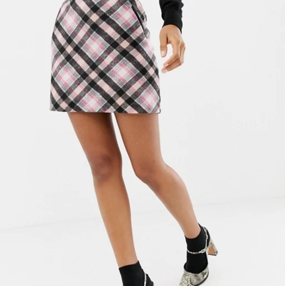 Oasis A-Line Pink Check Skirt - Picture 6 of 9